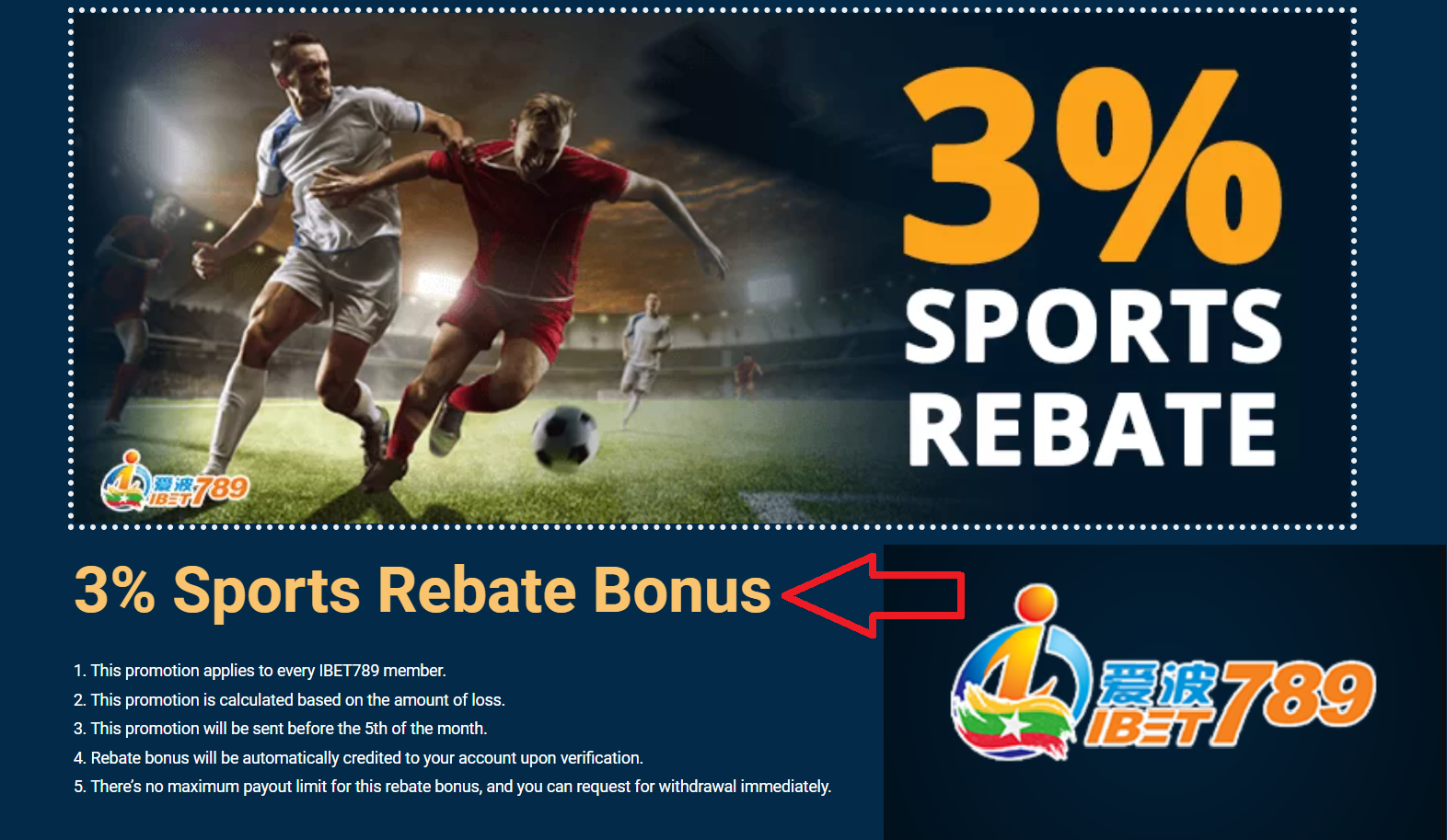 Welcome and regular bonuses from iBet789 bookie